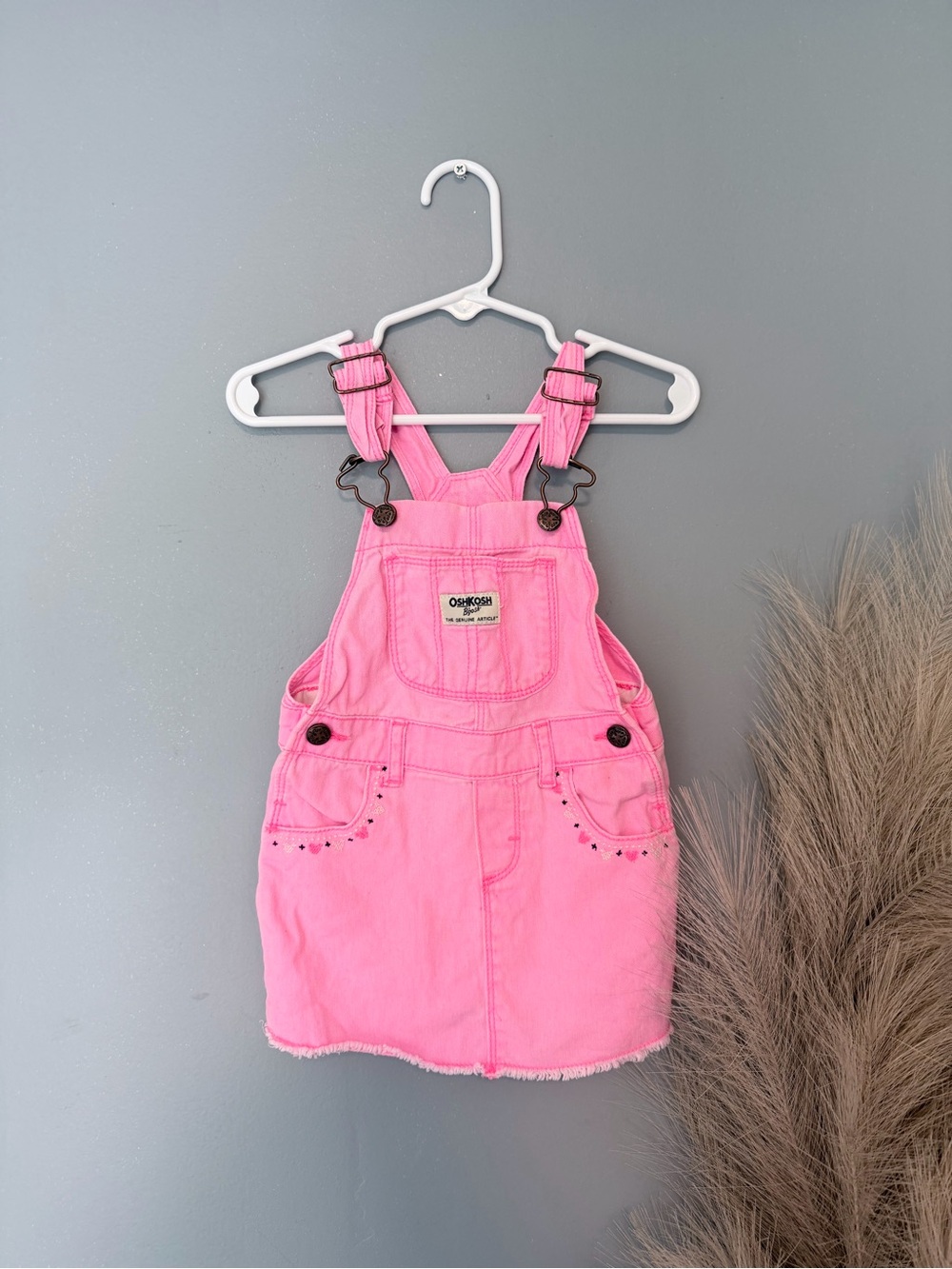 OshKosh B'gosh Bright Pink Denim Overall Dress